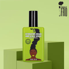 Pardon My Fro bottle held in hand showing travel-friendly 8 fl oz benefit
