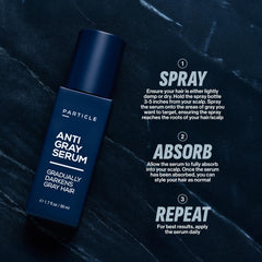 Particle serum applied to scalp demonstrating targeted root-level treatment and convenience