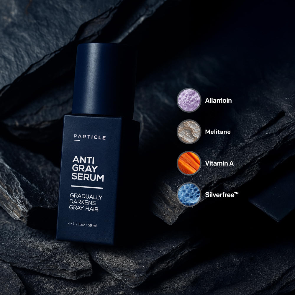 Particle serum texture closeup showing lightweight formula for quick absorption benefit