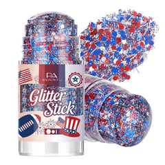PASNOWFU front packaging showing patriotic glitter stick, ideal for quick festive looks