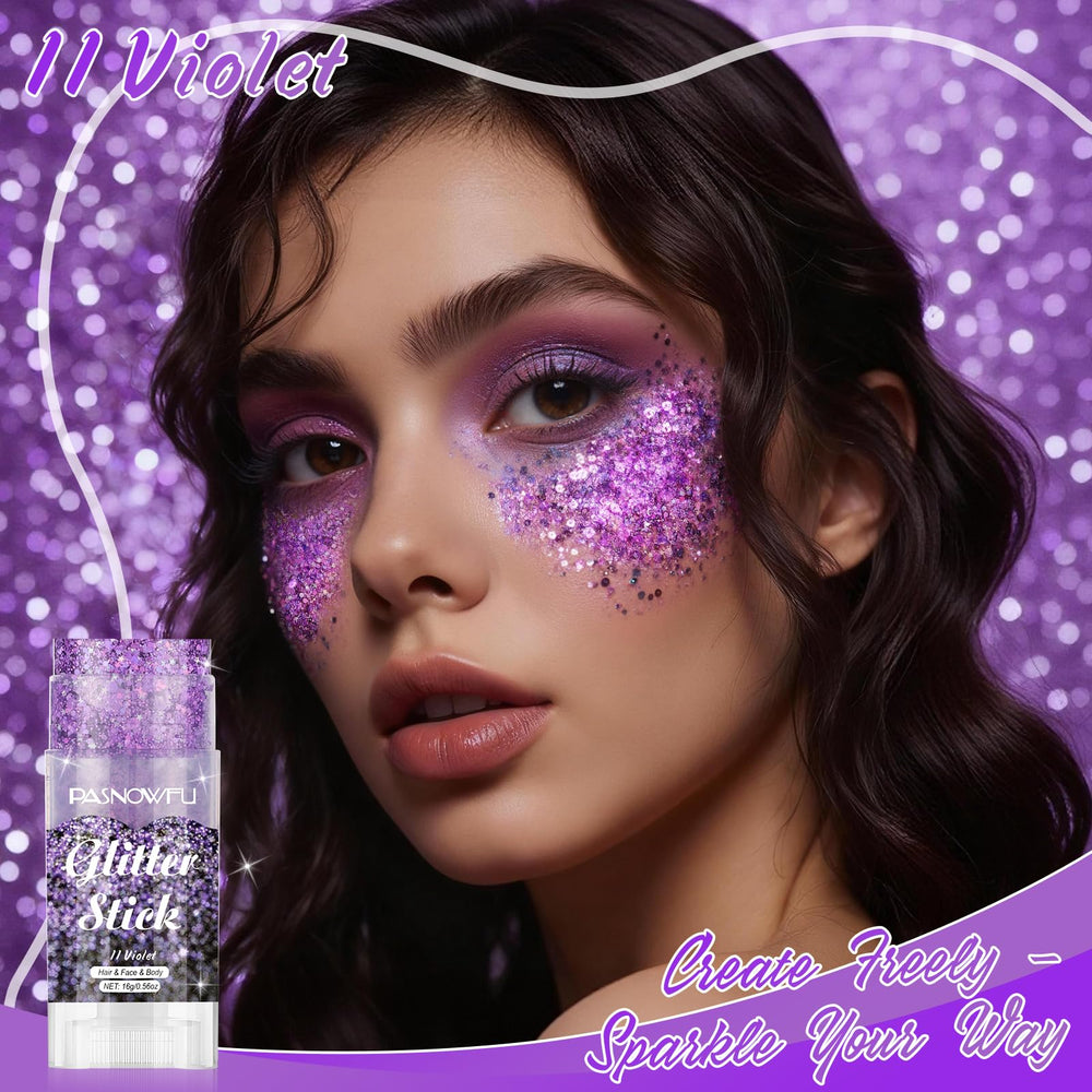 PASNOWFU close-up gel texture revealing sparkling violet particles for precise application benefit