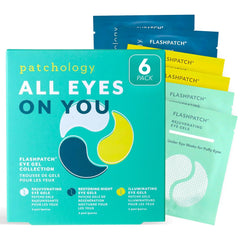Patchology front packaging showing six pairs and benefits during travel