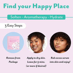 Patchology Happy Place with hibiscus petals and botanicals showcasing natural brighteners