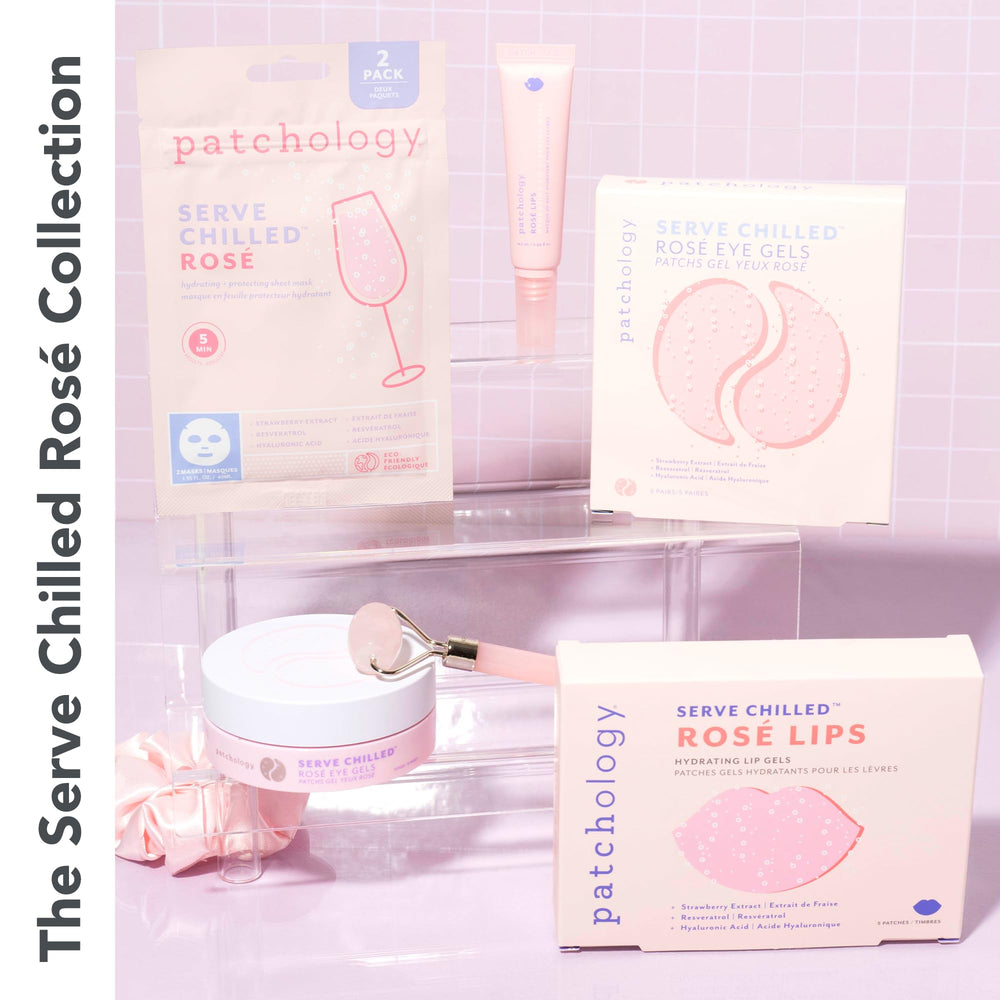 Patchology Rosé Lip Sleeping Mask beside ruler showing 14.7 ml size and scale