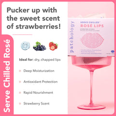 Patchology gel lip mask applied on lips demonstrating plumping and smoothing benefits