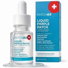 PatchRx front bottle showing clear liquid patch and compact design benefit: easy targeted application