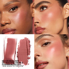 PATRICK TA blush in-use on cheeks showing natural radiant finish benefit