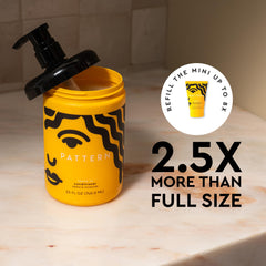 PATTERN bottle next to ruler showing 25 fl oz scale for size comparison