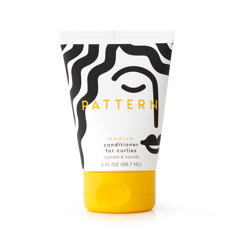 PATTERN medium conditioner front packaging showing size and label, easy travel benefit