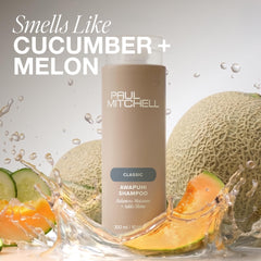 Paul Mitchell Awapuhi bottle in bathroom styling scene conveying fresh scent