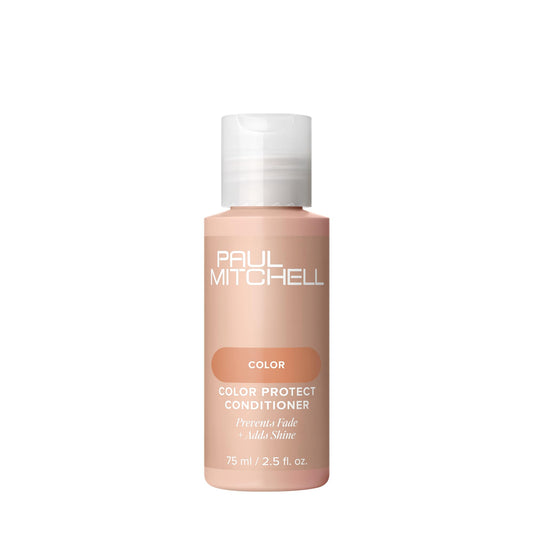 Paul Mitchell front bottle view showing label and travel size, highlights brand protection