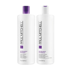 Paul Mitchell liter duo front packaging showing product benefit: volumizing, salon-quality