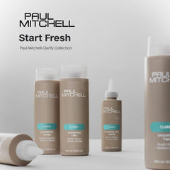 Lifestyle shot of Paul Mitchell shampoo in shower delivering fresh lemon scent benefit