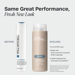 Paul Mitchell conditioner texture poured to show lightweight consistency