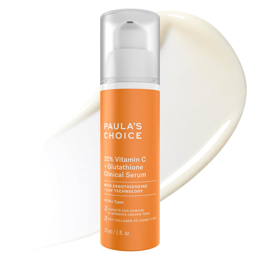 Paula's Choice bottle front view shows clean clinical packaging and benefits