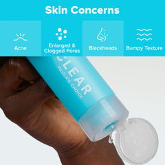 Paula's Choice applying exfoliant to face demonstrating gentle, leave-on acne care