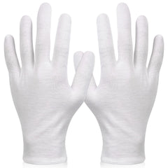 Paxcoo XL white gloves front packaging showing six pairs and benefits