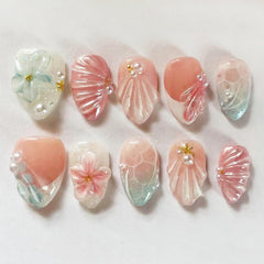 PBPCGBW front packaging showing 24-piece beach press-on nails, quick salon look