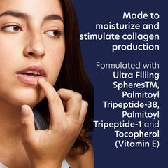 PCA SKIN application on lips showing precise tube usage and immediate smoothing benefit