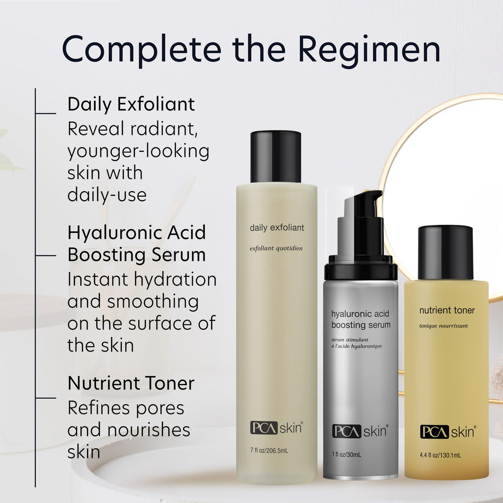 PCA SKIN with serums and moisturizer showing enhanced product penetration