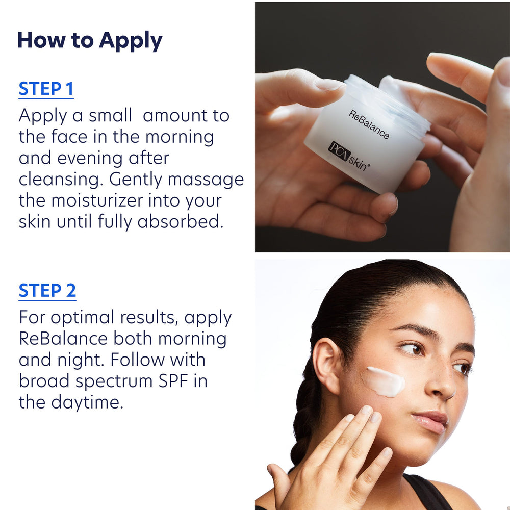 PCA SKIN ReBalance layered under makeup illustrating smooth base and compatibility with cosmetics
