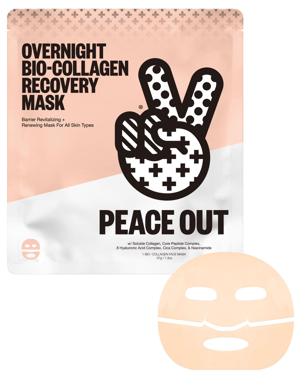 PEACE OUT front packaging showing product name and single-use sachet benefits