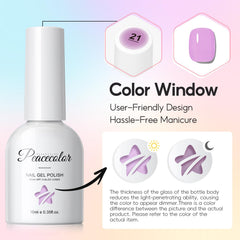 PEACECOLOR bottles beside ruler showing 10ml scale and travel-friendly benefit