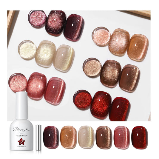 PEACECOLOR front packaging showing six fall gel polish bottles and kit benefits
