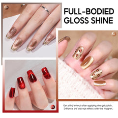 PEACECOLOR magnet held over nail creating cat-eye effect and sparkling depth