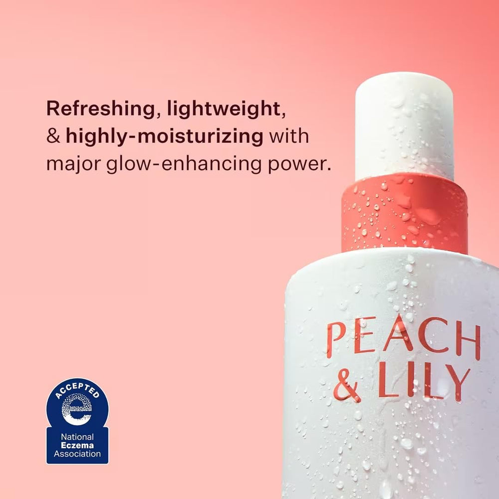 Peach & Lily mist spray close-up showing fine texture for even hydration