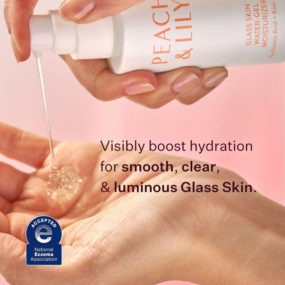 Peach & Lily gel texture close-up demonstrating lightweight, fast-absorbing hydration