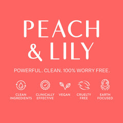 Peach & Lily bottle in hand for scale demonstrating travel-friendly 3.38 oz size