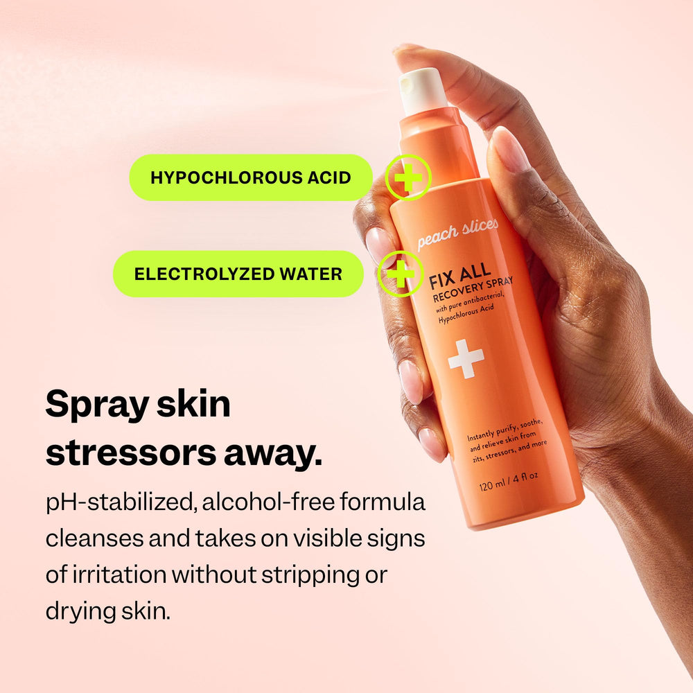 Peach Slices bottle label detail highlighting ingredients and gentle formulation benefits