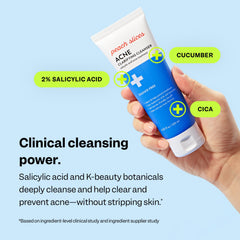 Peach Slices pump dispensing 2% salicylic acid cleanser for clearer skin