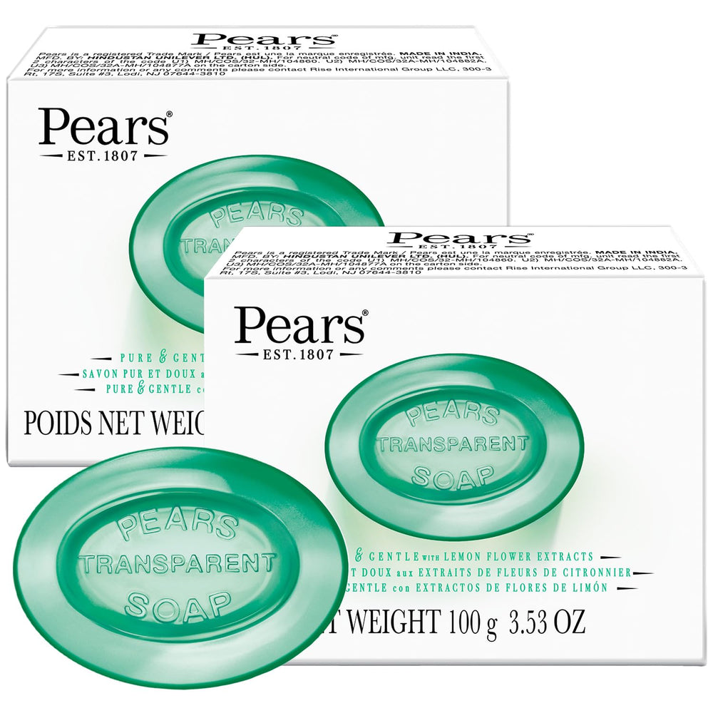 Pears front packaging showing lemon flower scent and 2-pack benefit