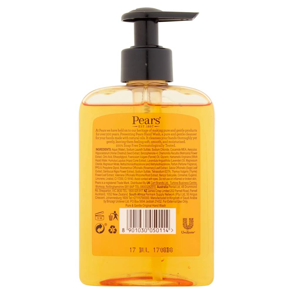 Pears close-up of liquid texture highlighting gentle, natural-oil formula benefit