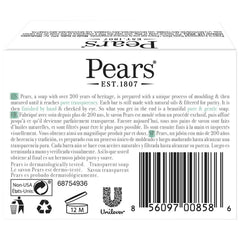 Close-up of Pears translucent glycerin bar highlighting clear texture and moisturizing benefit