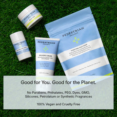 Pedestrian Project jar in hand showing 4 oz size for travel convenience