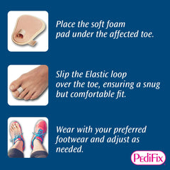 Pedifix Budin worn inside a shoe showing discreet fit and reduced rubbing