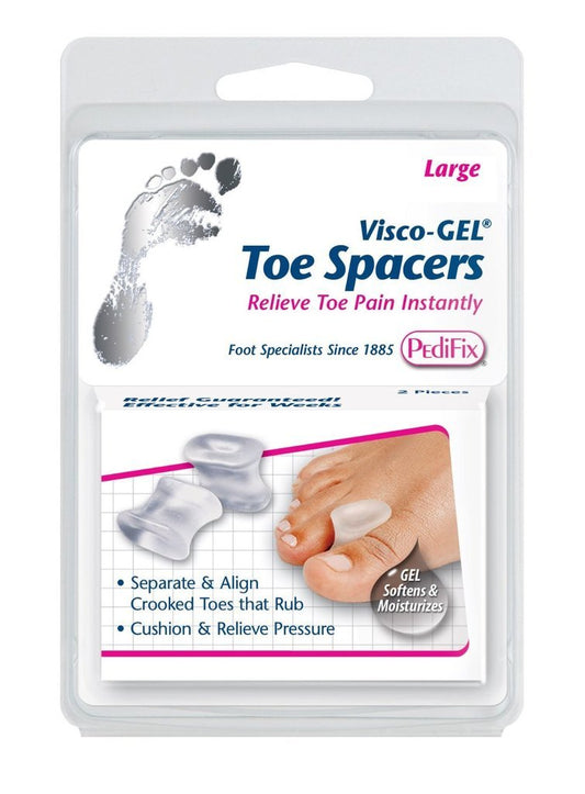 Pedifix Visco-GEL large spacers front view showing packaging and product benefits
