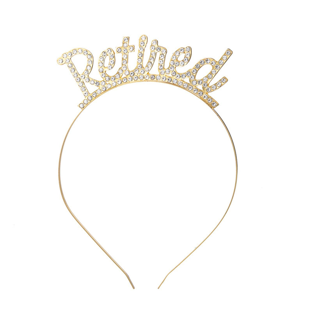 Pejlnd front view of gold retired tiara showing elegant party-ready design
