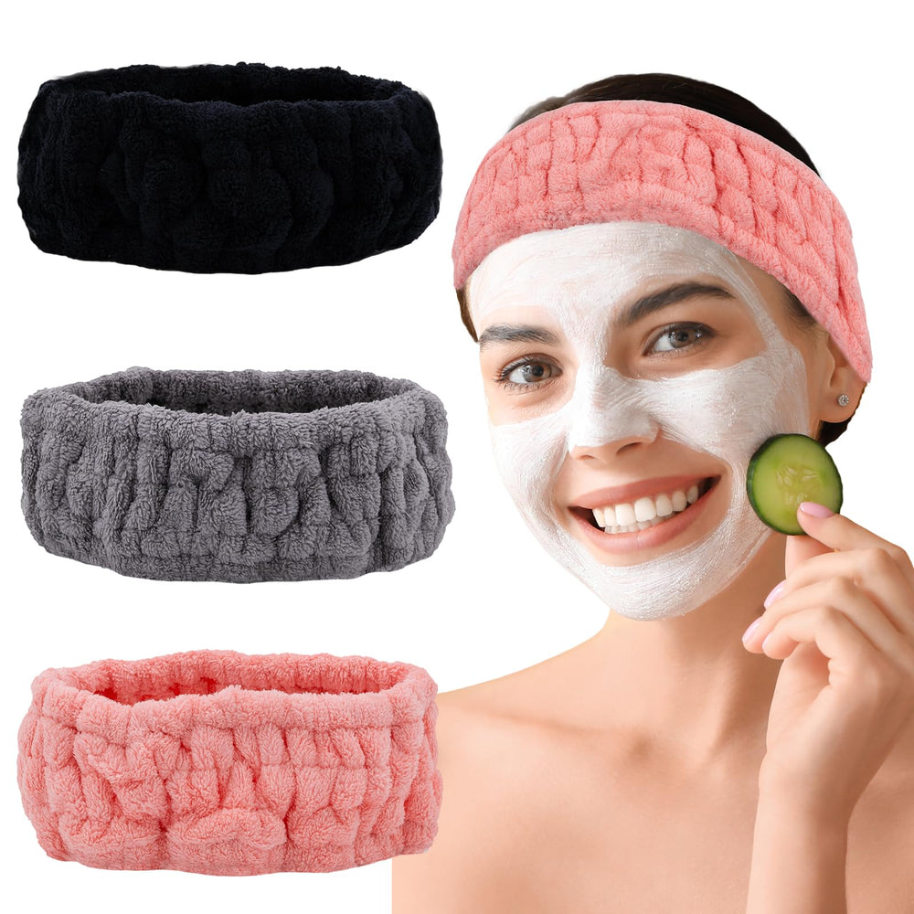 Pejnl front view of three-color headband pack showing colors and fit benefit