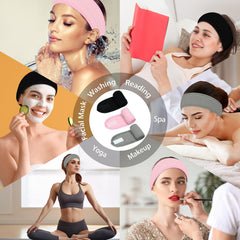 Pejnl headband worn during face wash keeping hair dry and out of the way