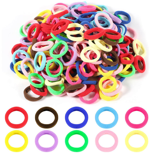 Pengxiaomei front packaging showing 200 colorful hair ties and kit benefits