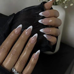 PEPFTG side view of full-cover almond nail showing durable acrylic and comfortable fit