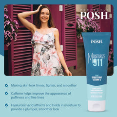 Perfectly Posh cream spread on hand showing lightweight, smooth application