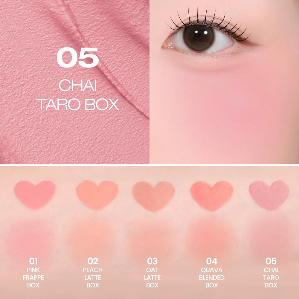 Peripera on model cheeks illustrating natural blurred finish benefit