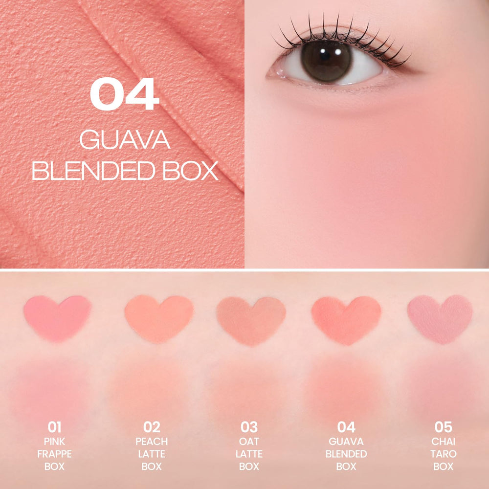 Peripera blush applied on model cheeks demonstrating natural-looking color boost benefit