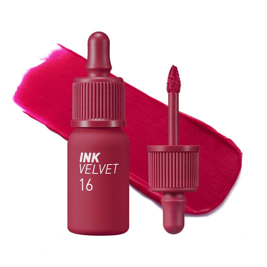 Peripera front packaging showing shade 016 Heart Fuchsia Pink and vibrant finish benefit