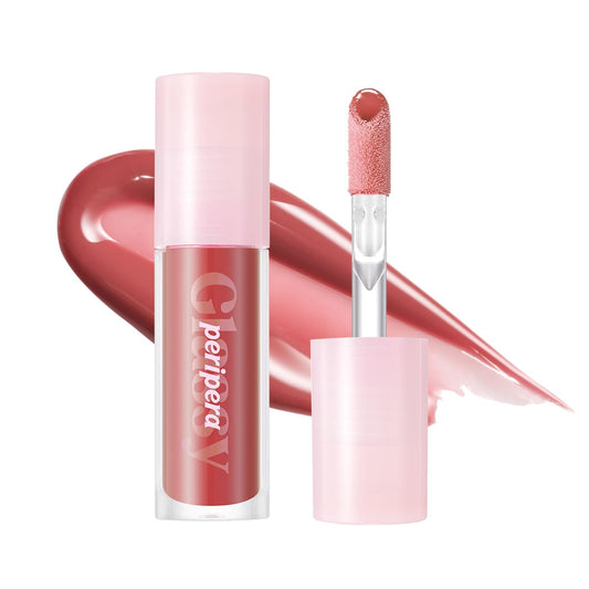Peripera gloss front packaging showing shade and sleek tube benefit high-shine